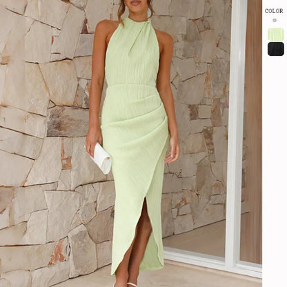 2025 New Fashion Women Summer Halter Backless Long Dress Woman Clothing Evening Party Dresses Casual Sexy Costume Mujer Vestido
