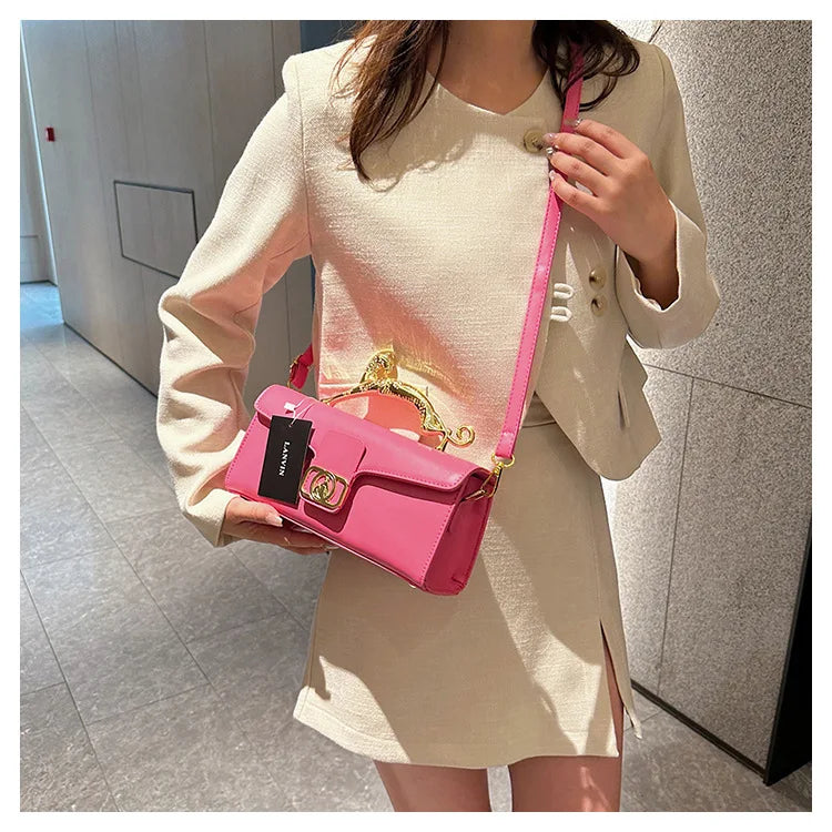 Women's Handbag New Bags For Women Metal Handle Leather Famous Brand Designer Crossbody Fashion Trend Shoulder Bag