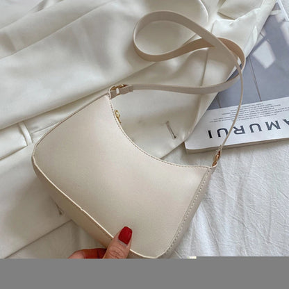 New Women's Handbag Fashionable Retro Solid Color Shoulder Bag PU Leather Casual Women's Hobos Handbag