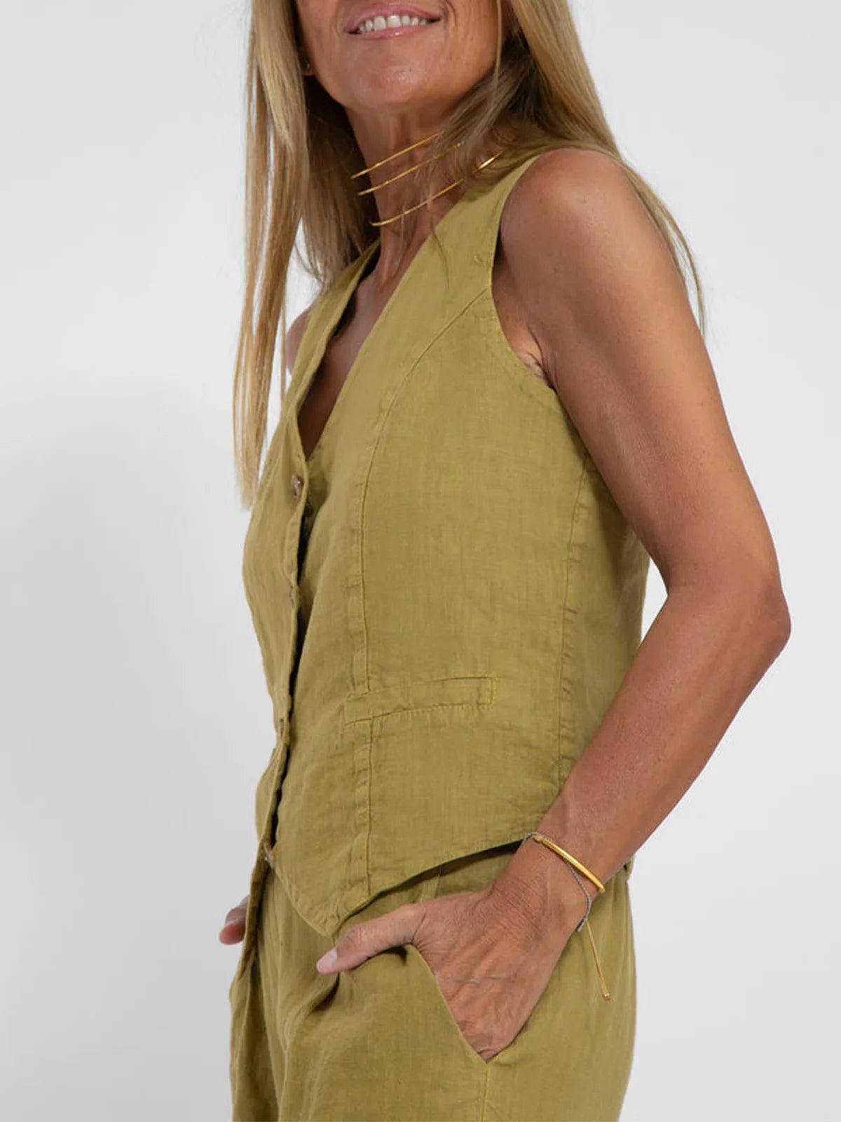 Women's Clothing 2025 Spring Summer New Fashionable Vest Pants Collage Splicing Pure Sleeveless Color Temperament Casual Suit
