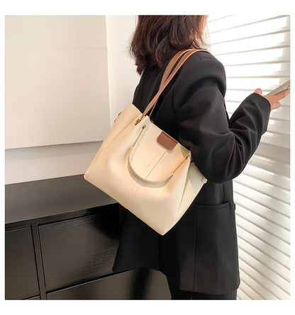 Portable Commuter Women Shoulder Bags Large Capacity Handbag Ladies Fashion Tote Vintage Soft Pu Leather Underarm Bag for Female