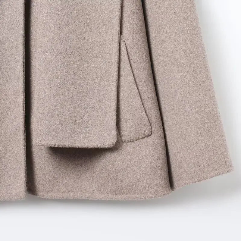 2025 New Autumn and Winter Women's Clothing European and American Fashion Wool Blended Scarf Short Coat Jacket