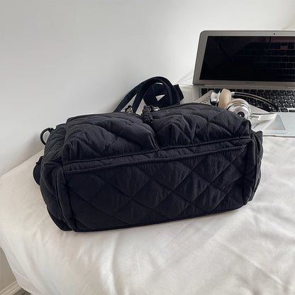 Women's Shoulder Bag, Large-Capacity Casual Multifunctional Commuter Handbag, Versatile Diamond Quilted Design Crossbody Bag