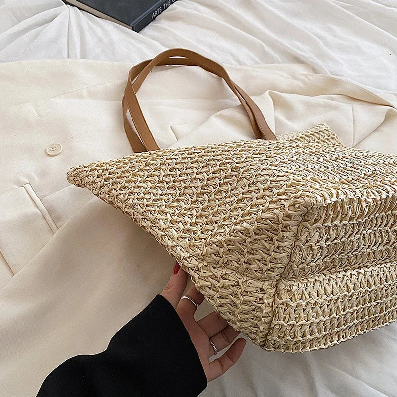 Women's Shoulder Handbag Bohemian 2024 Summer Fashion Straw Beach Tote Bag Travel Shopper Weaving Hand-woven Shopping Bags New