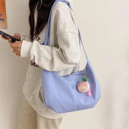 Casual Nylon Womens Shoulder Bag Korean Fashion Simple College Style Crossbody Bag Large Capacity Designer Ladies Handbag Purse