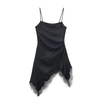 HH Woman Elegant Lace Decoration Camisole Underwear Style Top Female Spring Casual Sleeveless Backless Asymmetry Solid Tops