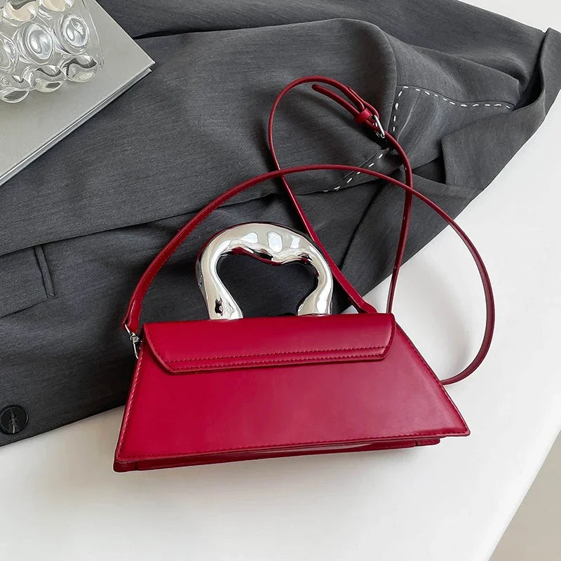 Vintage Women Black Chic Crossbody Bag Luxury Designer Small Shoulder Bags Fashion Red Purse Cute Pu Leather Handbag Sac A Main