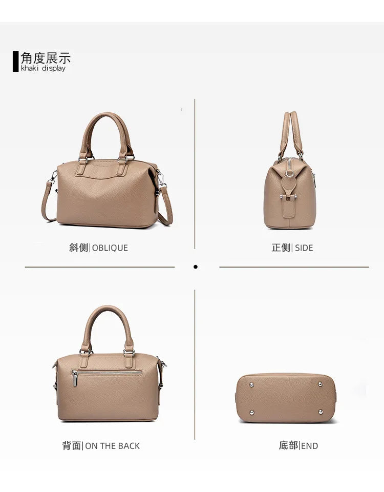 New Women's Handbag, Simple and Versatile Tote Bag, Large-Capacity Soft Leather Shoulder Bag, Crossbody Bag for Commuting and Shopping, High-End Solid Color Casual Bag