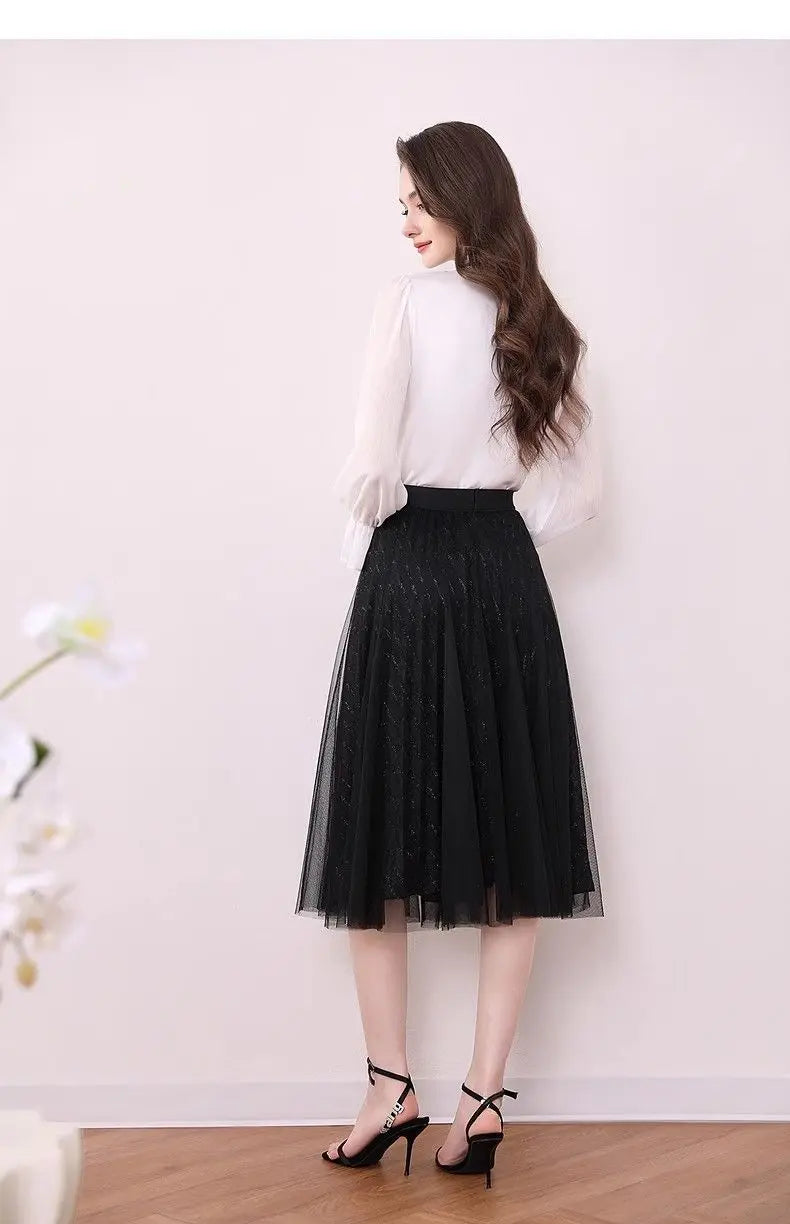 Women's Clothing Long-sleeved Chiffon Shirt Stand-up Collar French Tie High-end New Style Shirt Lace-up Top