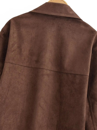 HH Woman's Fashion Coats Solid Turn-Down Collar Long Sleeves Pockets Single Breasted Female Autumn Streetweer Style Jackets