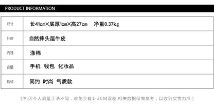 Genuine leather black shoulder bag woman minimalist crossbody bag cowhide handbags female luxury bag Large capacity soft leather