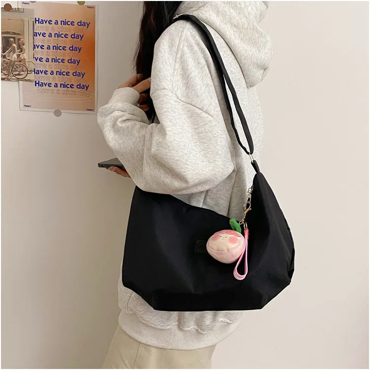 Casual Nylon Womens Shoulder Bag Korean Fashion Simple College Style Crossbody Bag Large Capacity Designer Ladies Handbag Purse