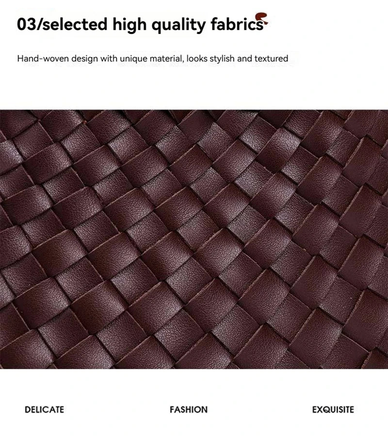 Women Handwoven Shoulder Bag Korean Casual Trendy Large Capacity Handbag Soft PU Leather Ladies Tote Bag Summer Underarm Bags