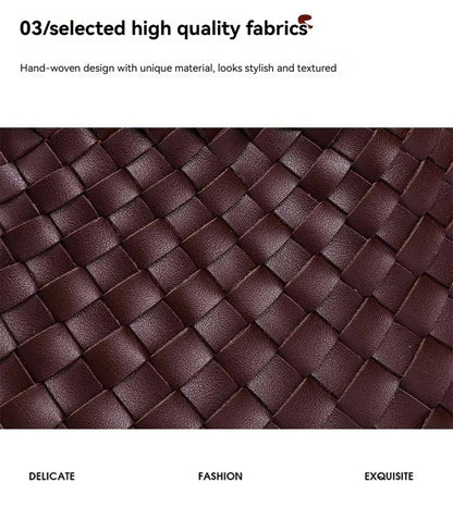 Women Handwoven Shoulder Bag Korean Casual Trendy Large Capacity Handbag Soft PU Leather Ladies Tote Bag Summer Underarm Bags