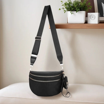 Bum Bags for Women Nylon Crossbody Bag Solid Spacious Fanny Packs with Adjustable Strap Trendy Solid Color Shoulder Bag