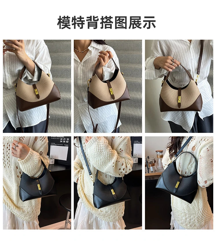 Women's Luxury Leather Fashion Classic Tote Bag Elegant Designer Shoulder Crossbody Handbag For Daily Sophisticated Looks