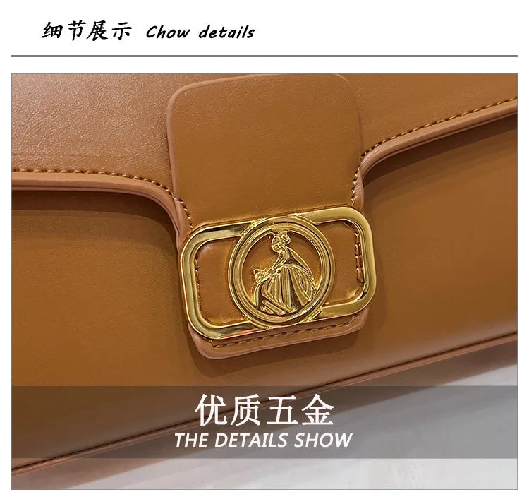 Women's Handbag New Bags For Women Metal Handle Leather Famous Brand Designer Crossbody Fashion Trend Shoulder Bag