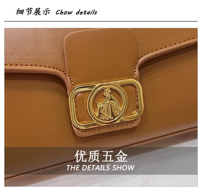 Women's Handbag New Bags For Women Metal Handle Leather Famous Brand Designer Crossbody Fashion Trend Shoulder Bag