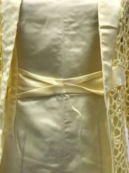 Wein Lace Cardigan Dress with Two Coats Lady Female Woman Skirt Dresses Coat Set Suit Hollow Out Cotton and Linen Formal Office