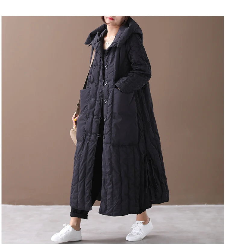 Winter Cotton-padded Clothes Women Coat 2023 Long Loose Female Hooded Padded Clothing Big Pocket Parkas Thicken Warm Jackets