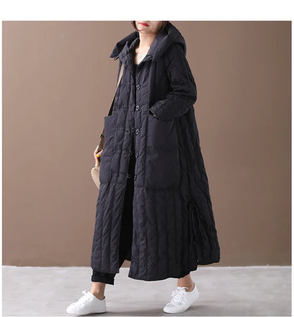 Winter Cotton-padded Clothes Women Coat 2023 Long Loose Female Hooded Padded Clothing Big Pocket Parkas Thicken Warm Jackets