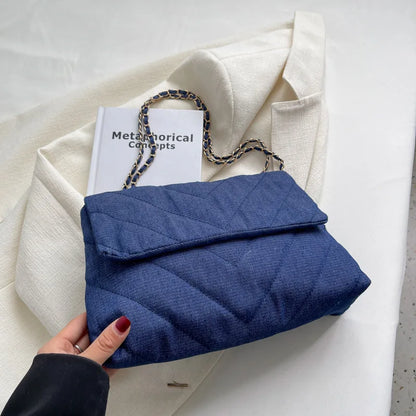 Handbag Woman Fashion Luxury Denim Blue Shoulder Bag Briefcase Messenger Bags Large Capacity Work Study Street Tote Bag Purses