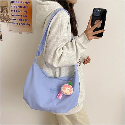Casual Nylon Womens Shoulder Bag Korean Fashion Simple College Style Crossbody Bag Large Capacity Designer Ladies Handbag Purse