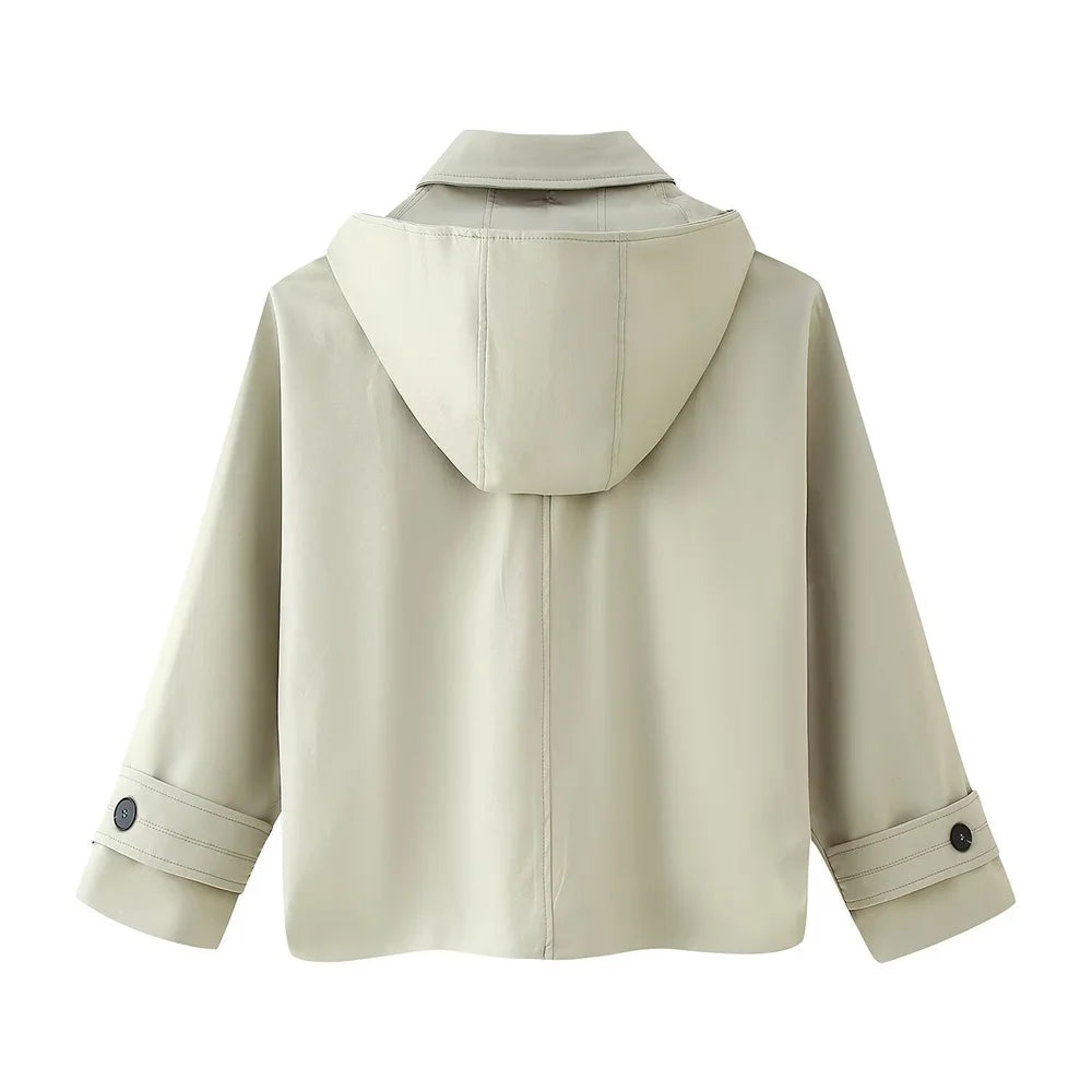 2025 new women's clothing European and American style fashionable design sense lapel bat style short windbreaker