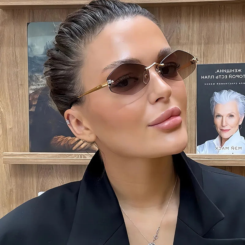 Rimless Polygonal Fashion Sunglasses