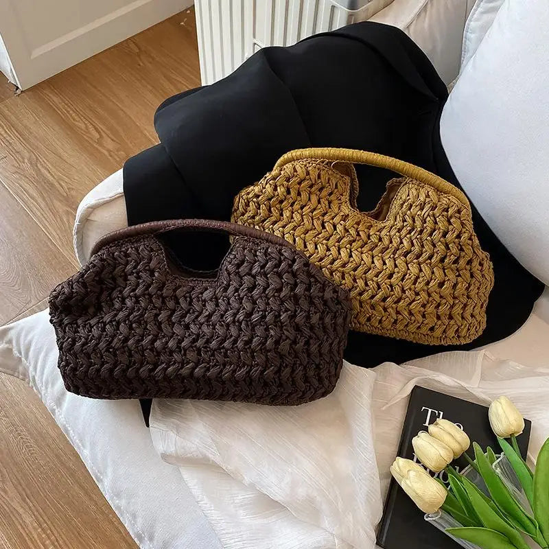 Handbag Fashion Elegant Woven Beach Straw Underarm Bag Versatile Exquisite Shoulder Evening Bags For Women Gifts