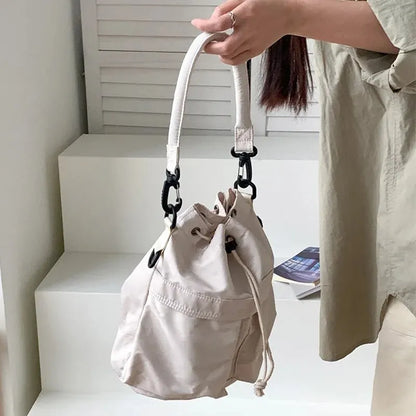 Women Tote Bag Shoulder Bag Nylon Waterproof Large Capacity Handbag Drawstring Crossbody Bag