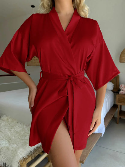 Women's Clothes Sexy Four Seasons Pajamas Dress Solid Silky Robe Comfortable Homewear Ladies Fashion Soft Lace Black Bathrobe