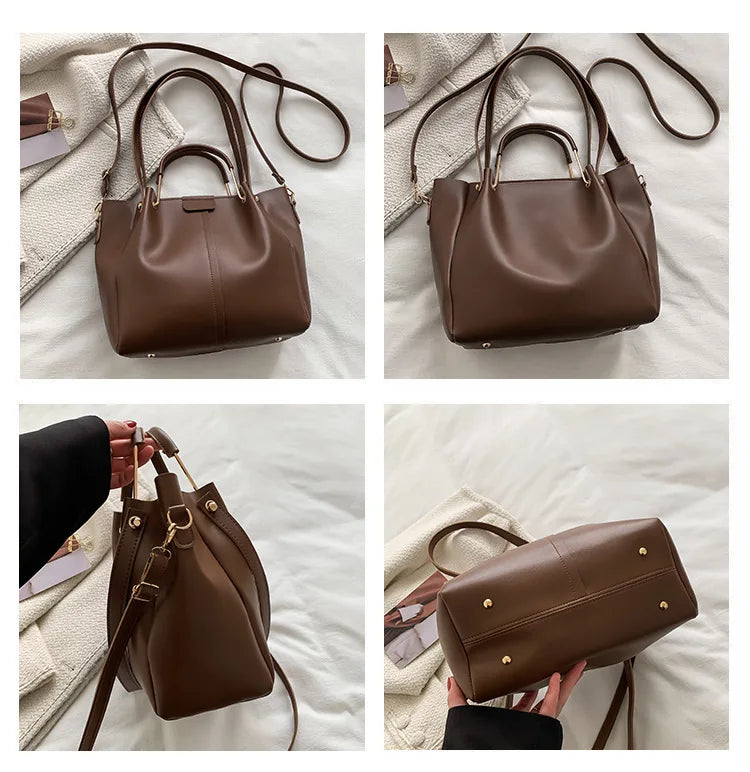 Portable Commuter Women Shoulder Bags Large Capacity Handbag Ladies Fashion Tote Vintage Soft Pu Leather Underarm Bag for Female