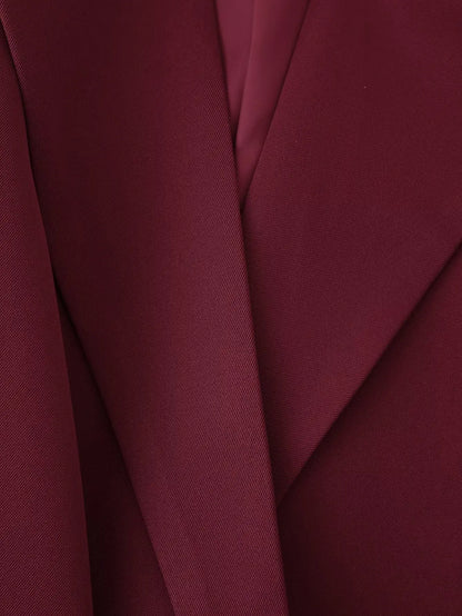 HH Woman's 2025 Autumn Fashion Long Sleeve Lapel Wide Shoulder Blazer Jacket Female Lace-up Single Buckle Exaggerated Coat