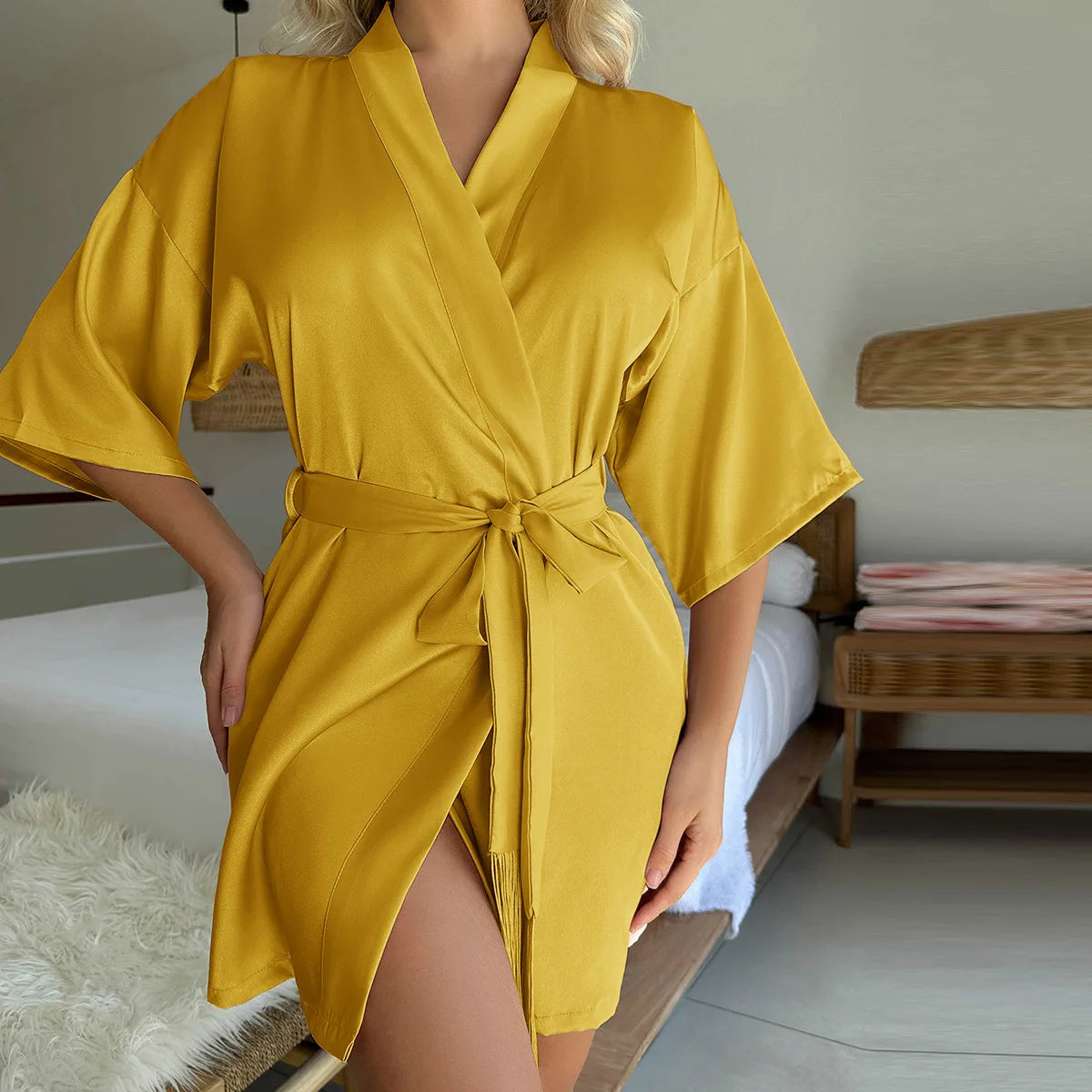 Women's Clothes Sexy Four Seasons Pajamas Dress Solid Silky Robe Comfortable Homewear Ladies Fashion Soft Lace Black Bathrobe