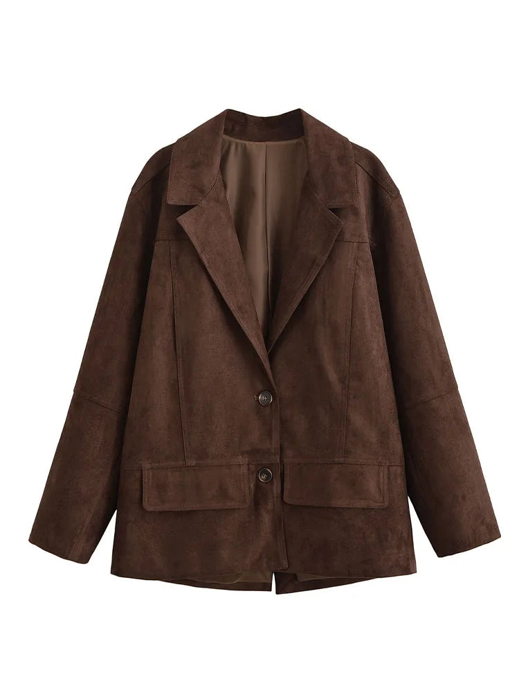 HH Woman's Fashion Coats Solid Turn-Down Collar Long Sleeves Pockets Single Breasted Female Autumn Streetweer Style Jackets