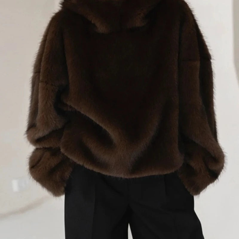 Women's Clothing 2025 Winter New High-end Imitation Mink Fleece Sweater Lazy Wind Knitted Sweater