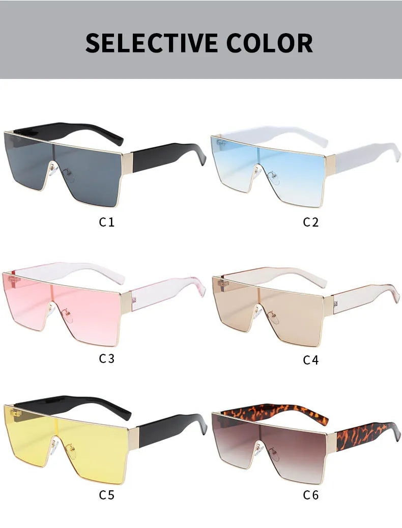 Square Sunglasses Women Men Fashion Trendy Luxury Brand Design One Piece Decoration Sun Glasses Outdoors Travel Driving UV400