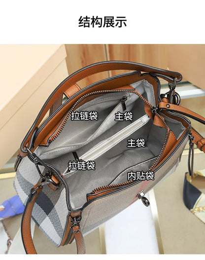 2025 Women's Tote Bag, Luxury Checkered Bucket Purse, Fashionable Shoulder Crossbody Bag, High Quality Handbag for Daily Use