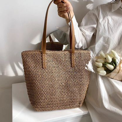 Women's Shoulder Handbag Bohemian 2024 Summer Fashion Straw Beach Tote Bag Travel Shopper Weaving Hand-woven Shopping Bags New