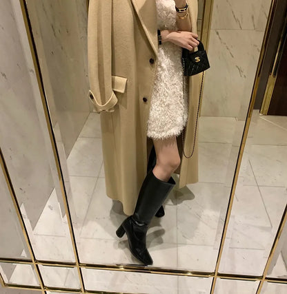 Clothland Women Elegant White Black Fur Dress V Neck Short Sleeve A Line Party Event Club Mini Dresses Vestido QD305