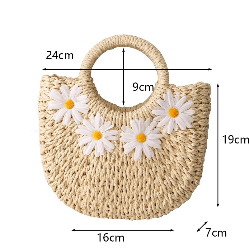 Fashion Hand-Woven Straw Beach Bags Women Handmade Moon Basket Shoulder Bag Bolsa Summer Bohemian Travel Crossbody Bags Handbags