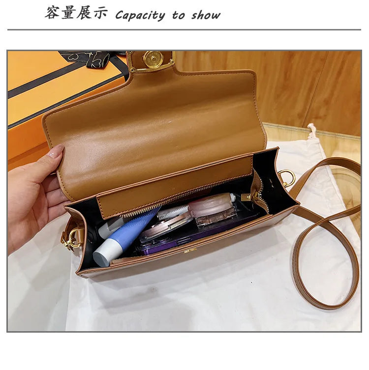 Women's Handbag New Bags For Women Metal Handle Leather Famous Brand Designer Crossbody Fashion Trend Shoulder Bag