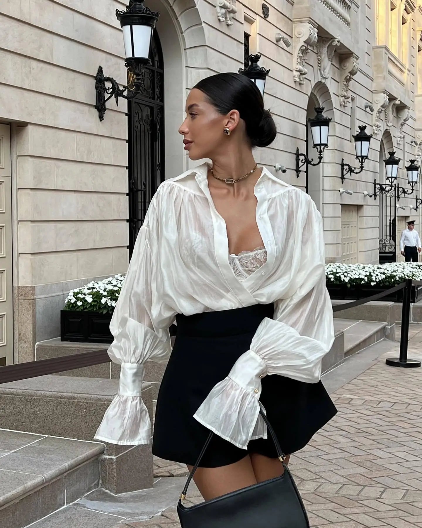 Women's Clothing 2025 Autumn New Sweet Fresh Loose Lapel Lantern Sleeve Long Sleeve Shirt Ladies Tops