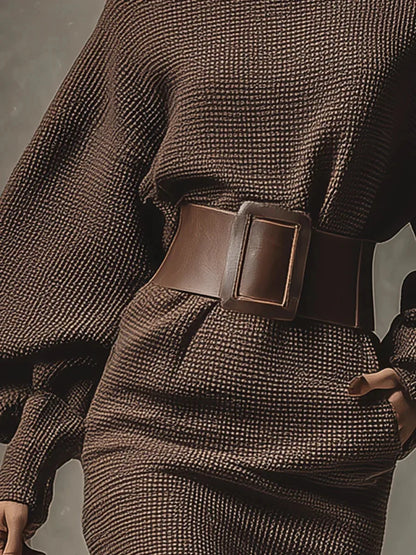 Woman Clothes Dresses Pure Lust Style Slanted Shoulder Bat Sleeves With Belt Pullover Sweater 2025 New Slim Fit Hot Girl Sweater