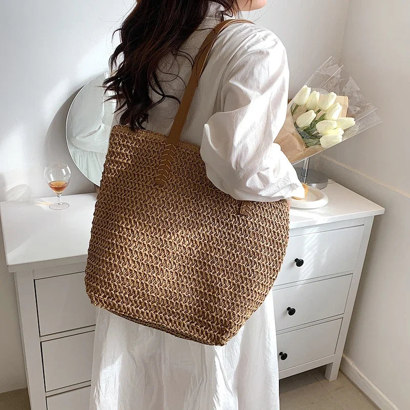 Women's Shoulder Handbag Bohemian 2024 Summer Fashion Straw Beach Tote Bag Travel Shopper Weaving Hand-woven Shopping Bags New