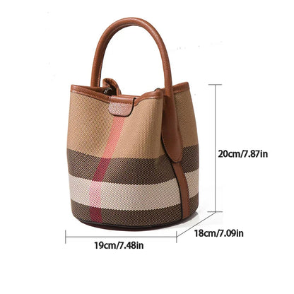 Plaid Pattern Handbag Bucket Tote for Women, Fashionable and Versatile for Commuting, Can Be Worn as a Shoulder or Crossbody Bag