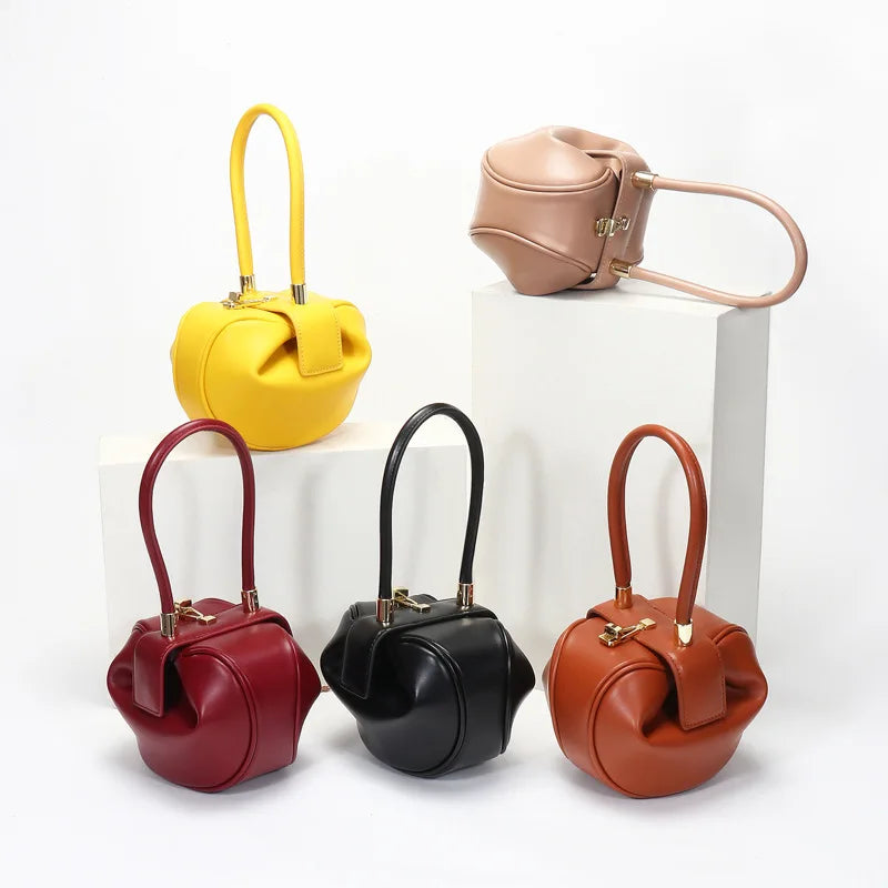 Bowling Spherical Women's Handbag Luxury Brand Designer Hobos Bag Fashion Mini Round Shoulder Bags PU Leather Female Purse