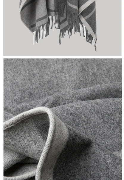 Fashion Clock Women Shawl Sweater 100% Wool Shawl Warm Female Mixed-use Cloak Autumn Winter Scarf French Tassel Cozy Wrap Clothi