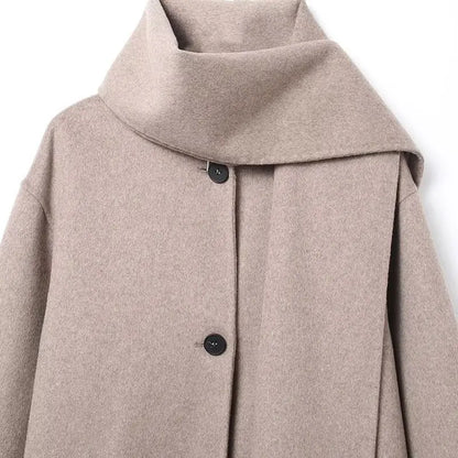 2025 New Autumn and Winter Women's Clothing European and American Fashion Wool Blended Scarf Short Coat Jacket